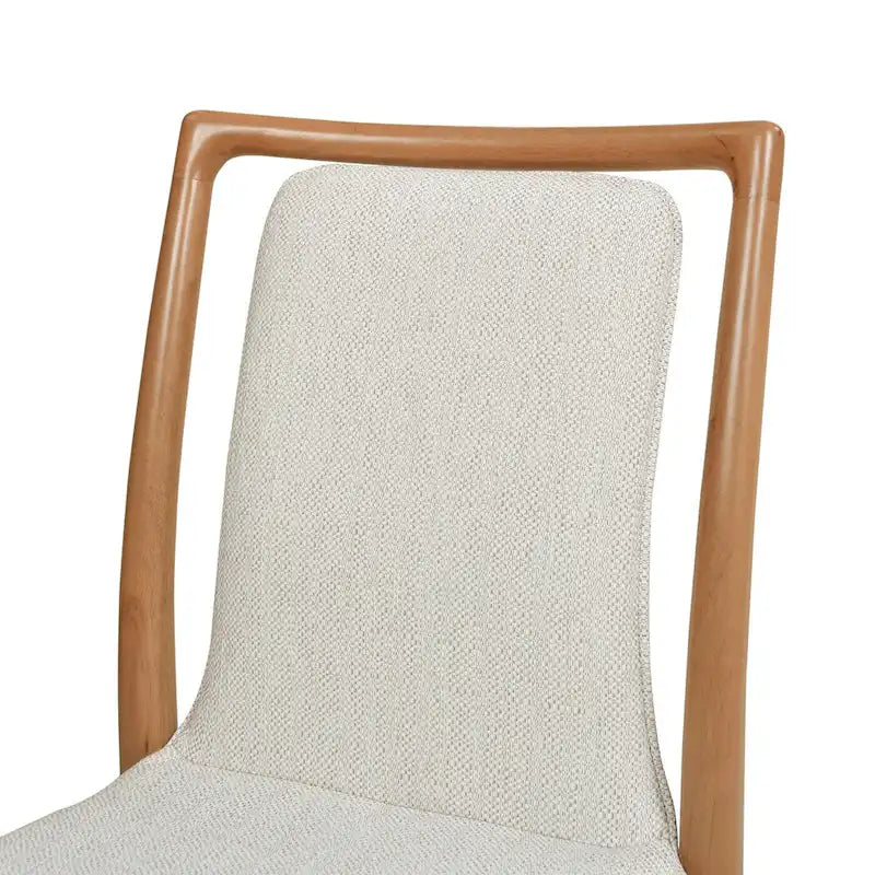 Gepolsterter Esszimmerstuhl aus hellbraunem Naturholz, 2er-Set