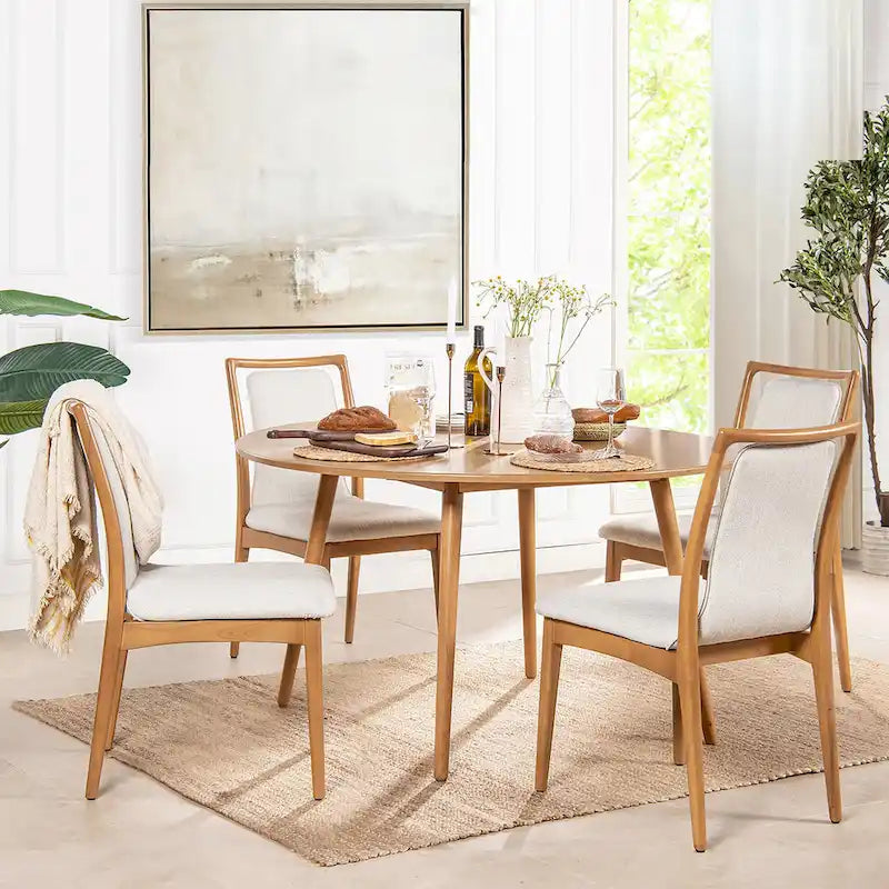 Silla de comedor tapizada de madera natural marrón claro, juego de 2