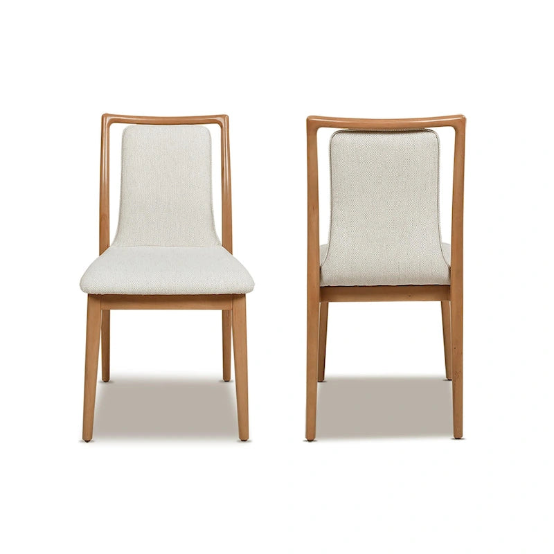 Silla de comedor tapizada de madera natural marrón claro, juego de 2