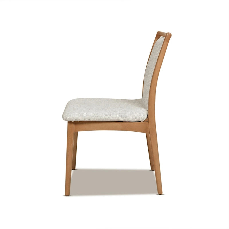 Silla de comedor tapizada de madera natural marrón claro, juego de 2