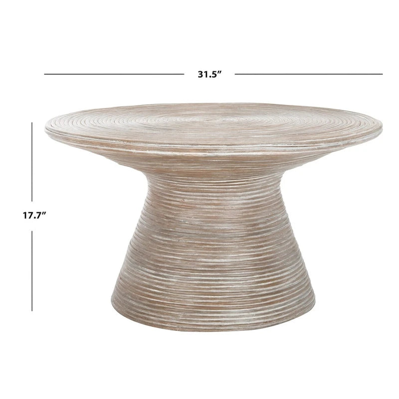 Pedestal Metal Round Coffee Table, 32"W × 32"D × 18"H