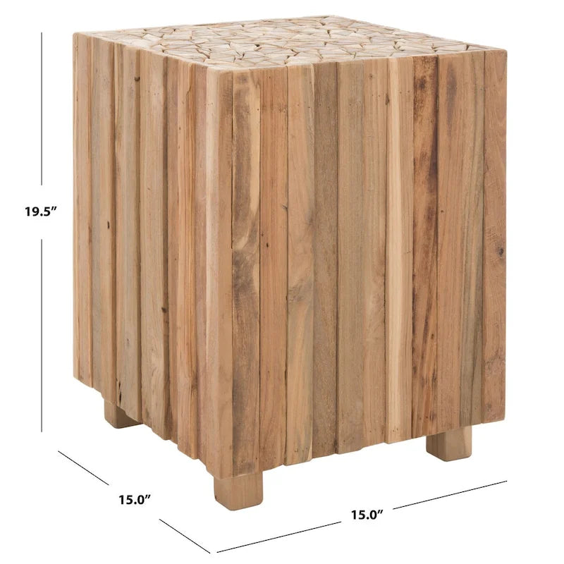 Quadratischer Beistelltisch in mittlerer Eichenfarbe, 15"W × 15"D × 20"H