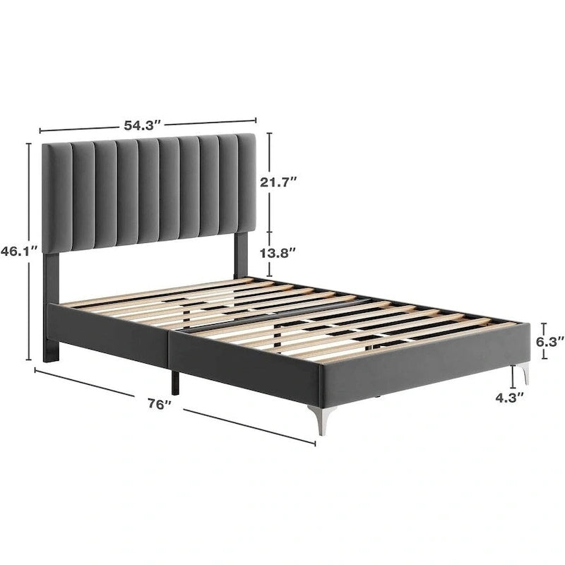 Bedframe met verstelbaar hoofdbord, geen boxspring nodig, draagvermogen tot 800 Lbs