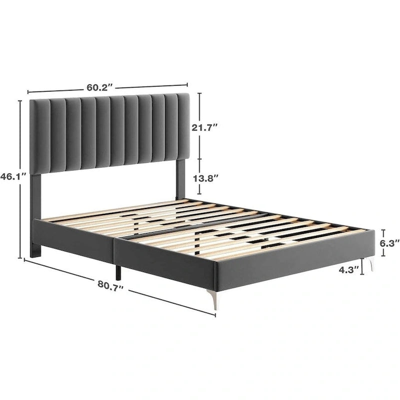Bedframe met verstelbaar hoofdbord, geen boxspring nodig, draagvermogen tot 800 Lbs