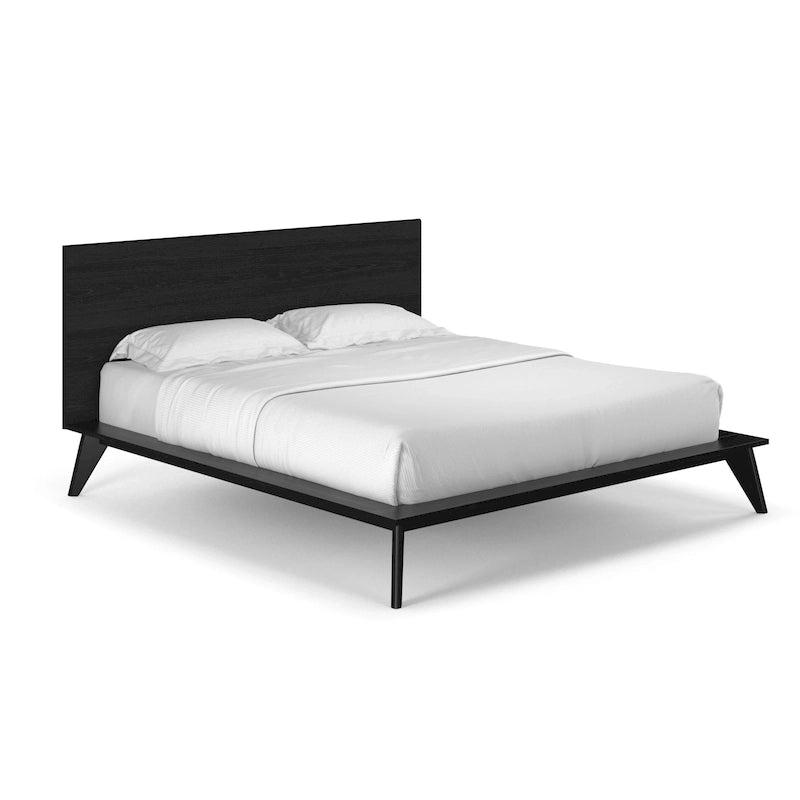 Plattformbett in King-Size mit Kopfteil in Walnussfurnier