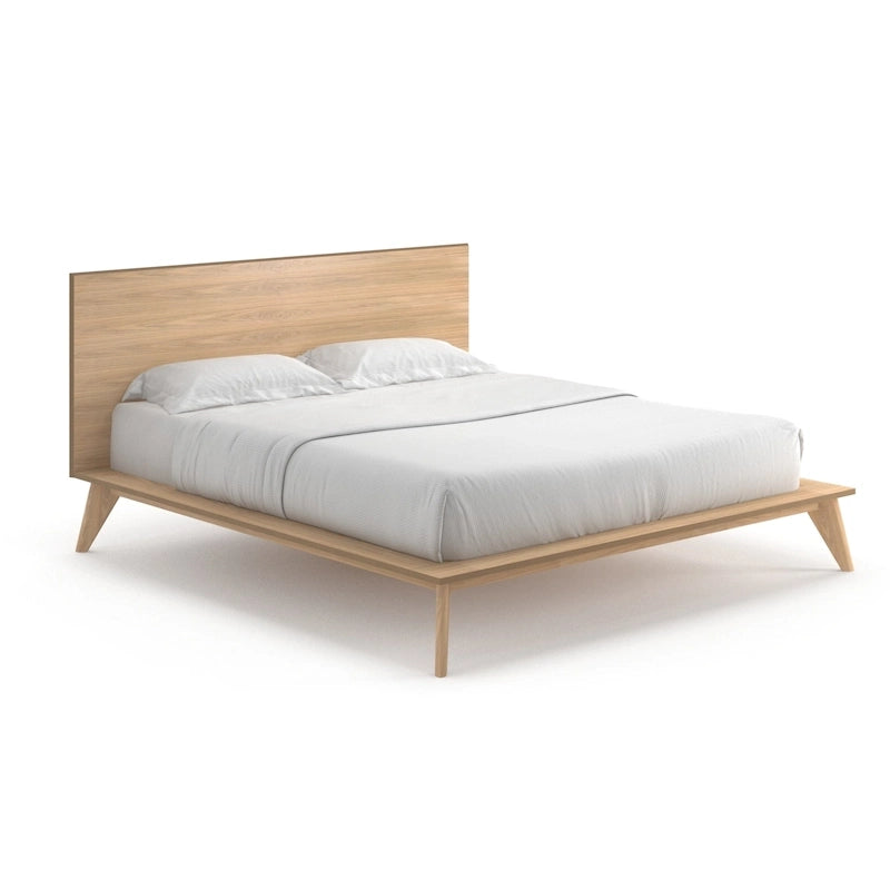 Plattformbett in King-Size mit Kopfteil in Walnussfurnier
