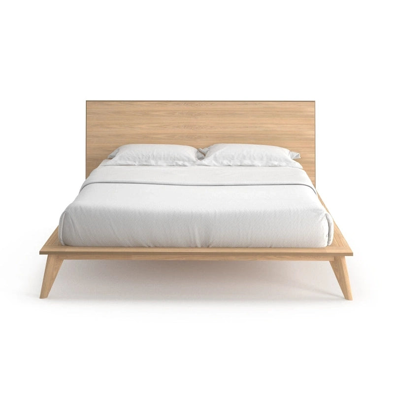 Letto a piattaforma king size con testiera impiallacciata in noce