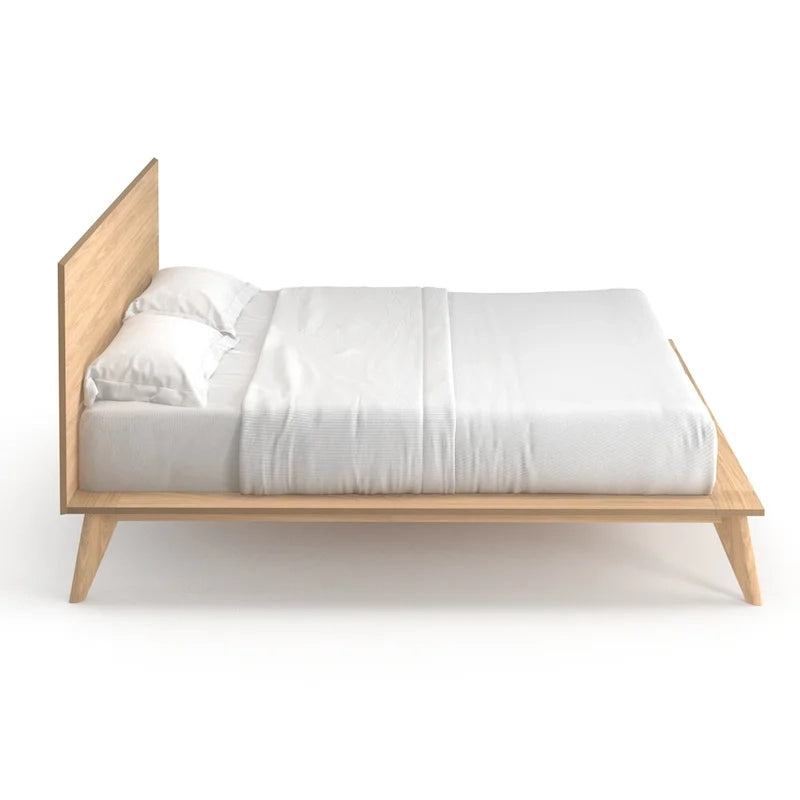 Letto a piattaforma king size con testiera impiallacciata in noce
