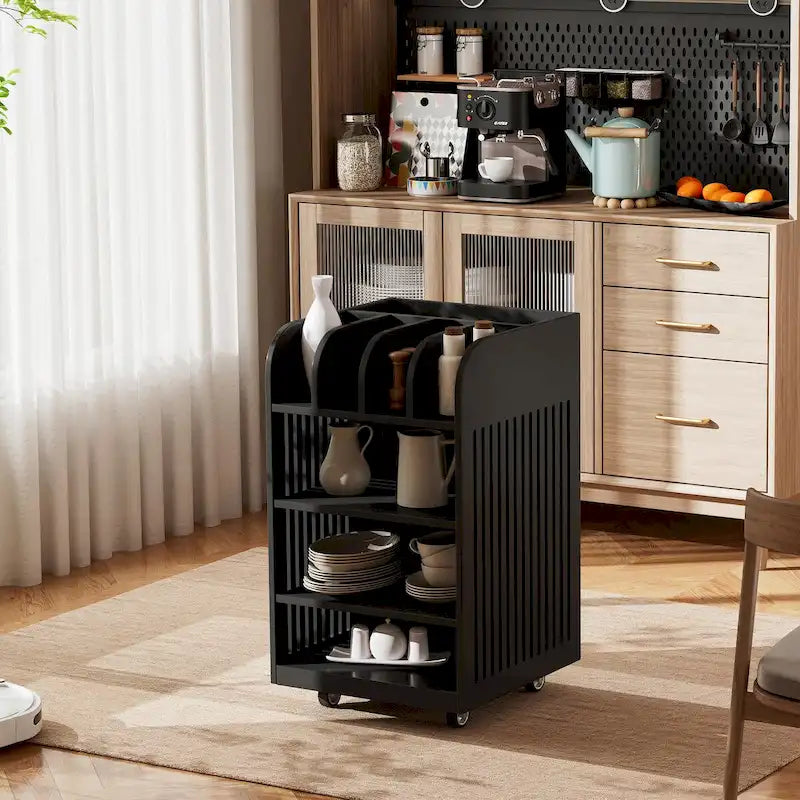 Carrito isla de cocina de 4 niveles con especiero y ruedas con bloqueo