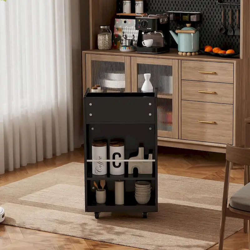 Carrito isla de cocina de 4 niveles con especiero y ruedas con bloqueo