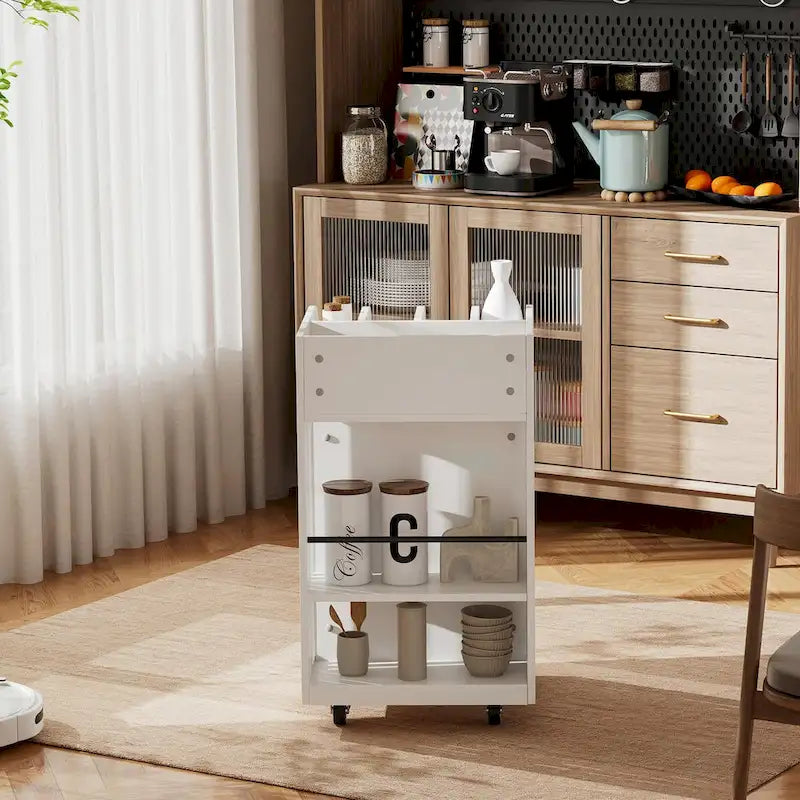 Carrito isla de cocina de 4 niveles con especiero y ruedas con bloqueo