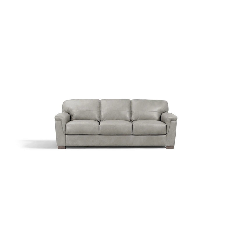 Divano in pelle grigia con gambe nere, 91"