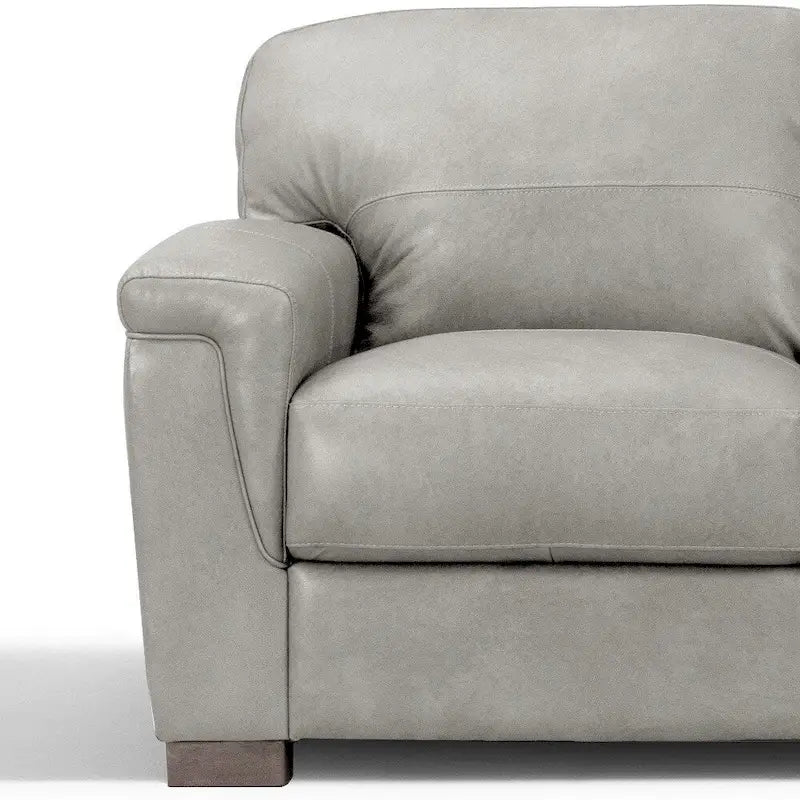 Divano in pelle grigia con gambe nere, 91"