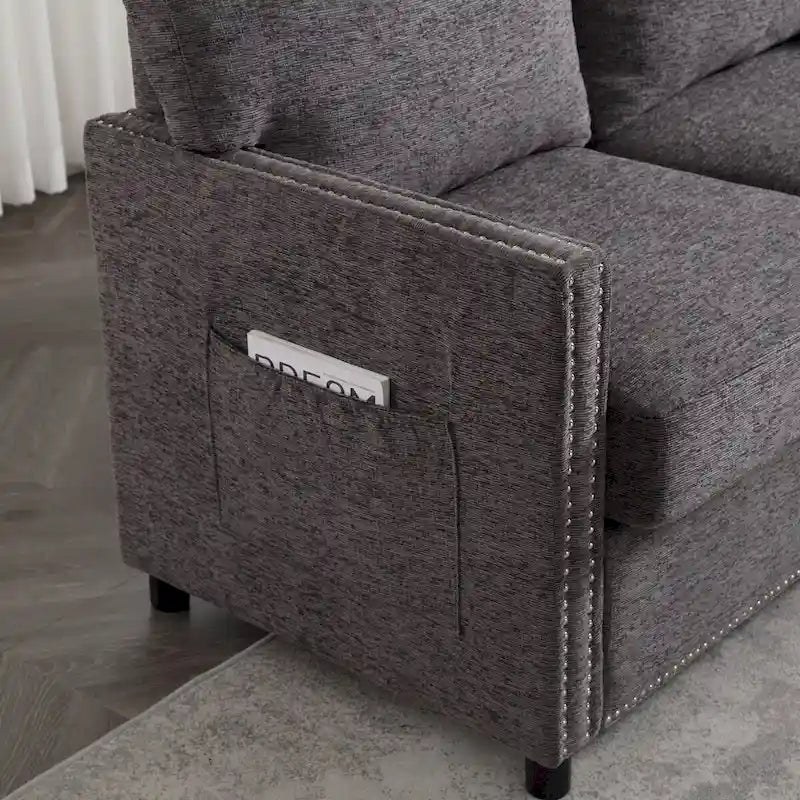 Modern chenille Fabric Loveseat, 2-Seat Upholstered Loveseat Sofa Modern Couch for Living Room Bedroom Apartment