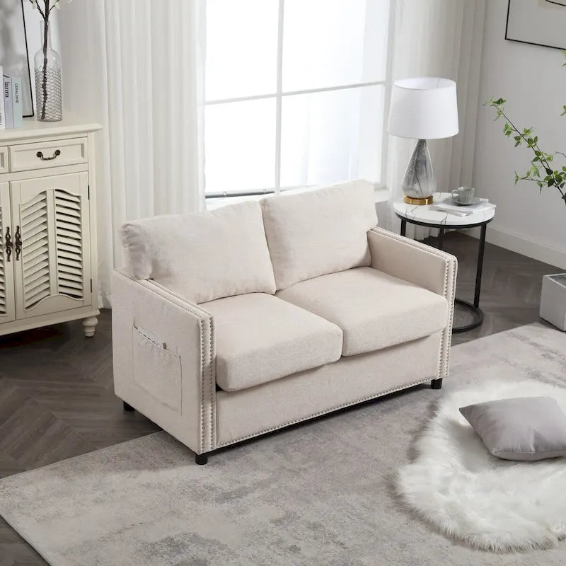 Modern chenille Fabric Loveseat, 2-Seat Upholstered Loveseat Sofa Modern Couch for Living Room Bedroom Apartment