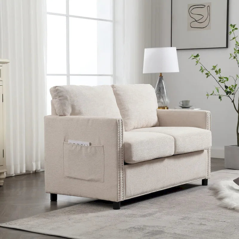 Modern chenille Fabric Loveseat, 2-Seat Upholstered Loveseat Sofa Modern Couch for Living Room Bedroom Apartment
