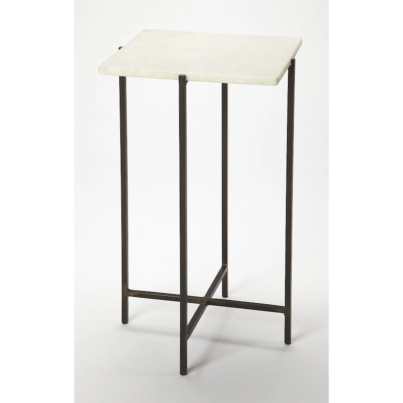 Quadratischer Marmor- und Metall-Beistelltisch