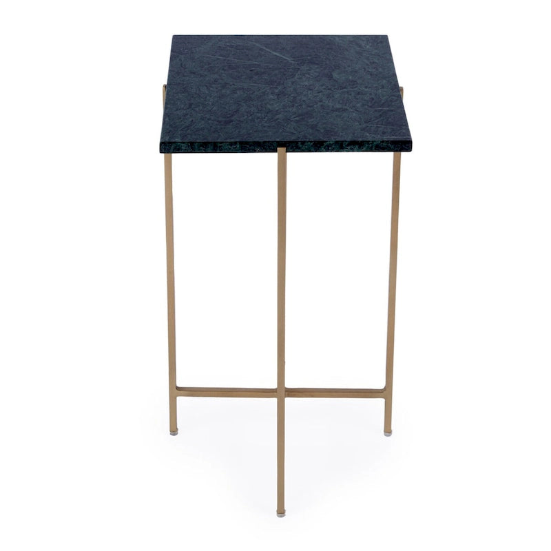 Square Marble and Metal Accent Table