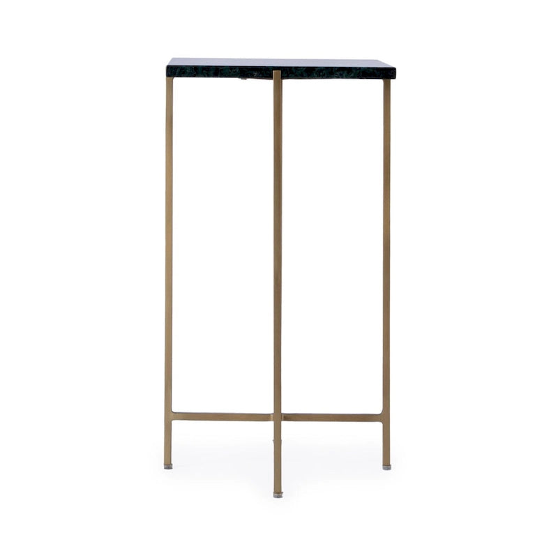 Square Marble and Metal Accent Table