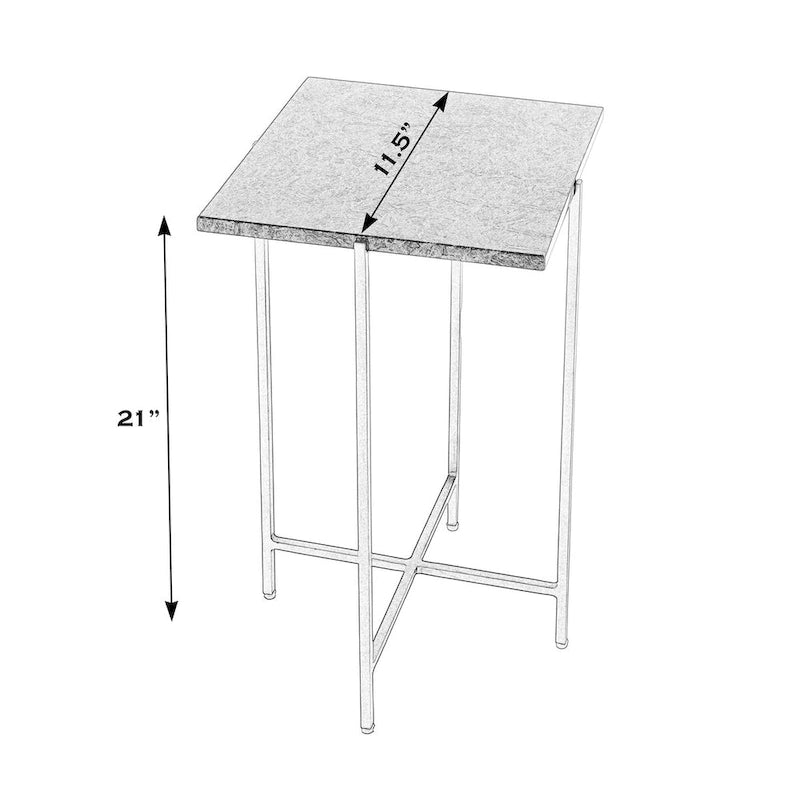Square Marble and Metal Accent Table