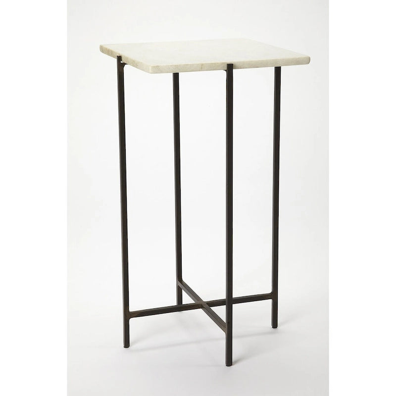 Square Marble and Metal Accent Table