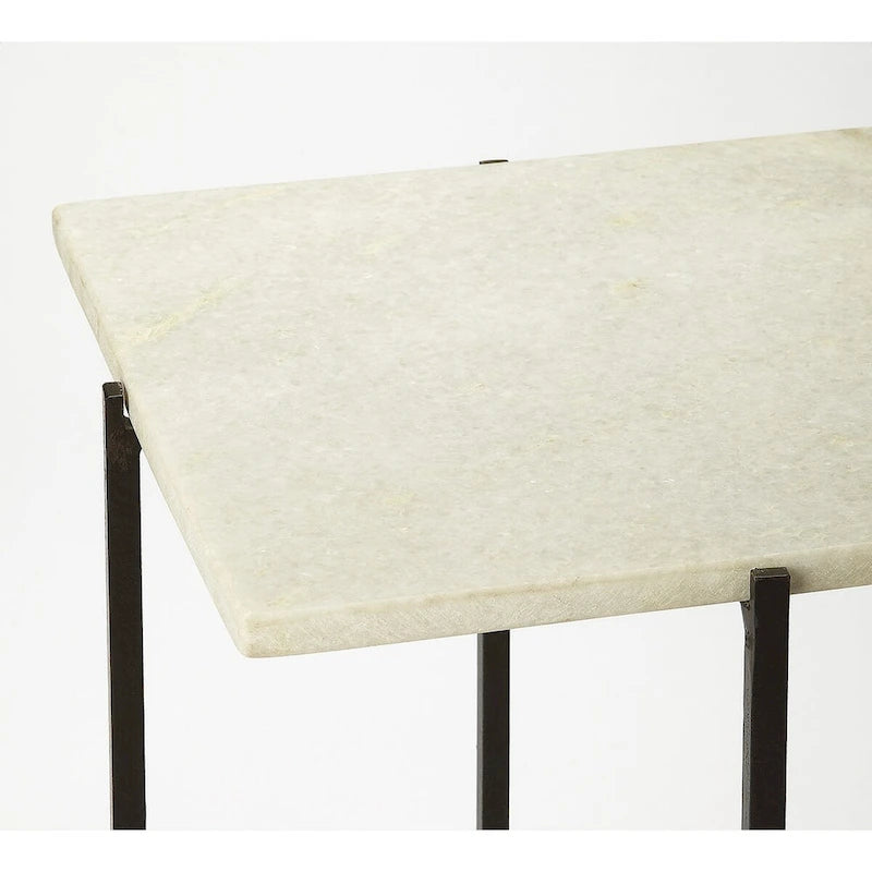 Square Marble and Metal Accent Table