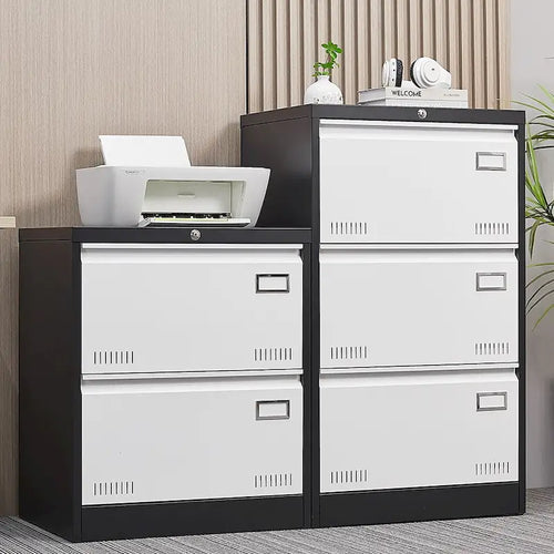 Metall-Aktenschrank mit 3 Schubladen, Querladen und Schloss, vertikaler Büroschrank, abschließbarer Metall-Aktenschrank, Montage erforderlich