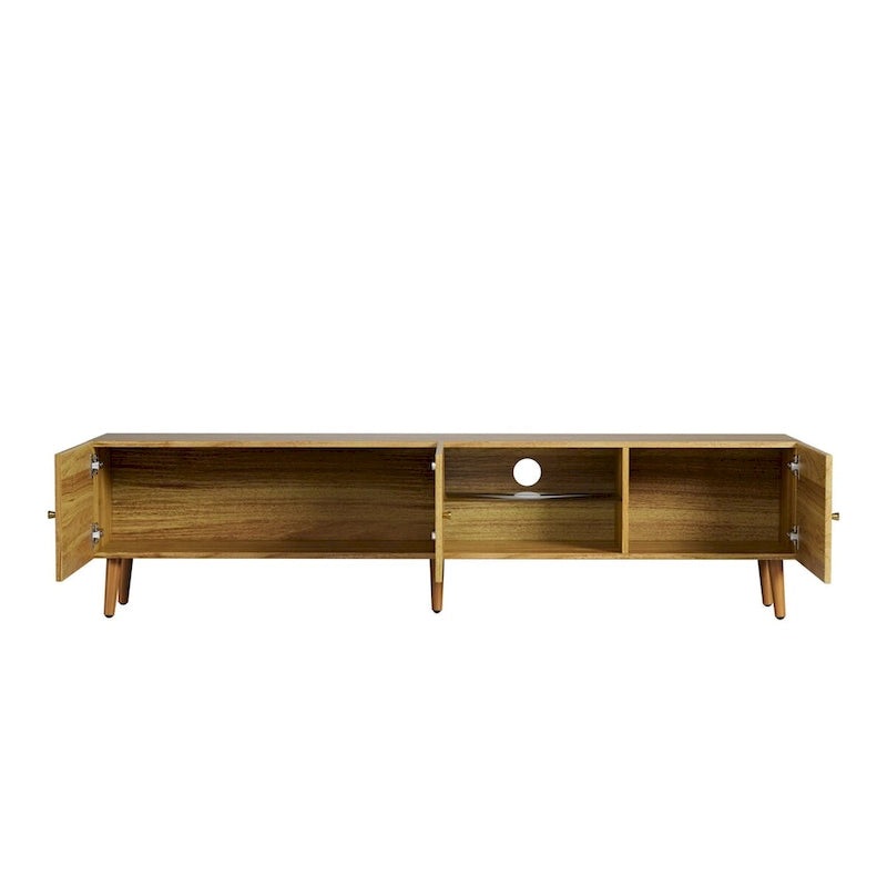 Moderne TV-Medienkonsole im Mid-Century-Stil mit Stauraum und 3 Türen, 70 Zoll breit