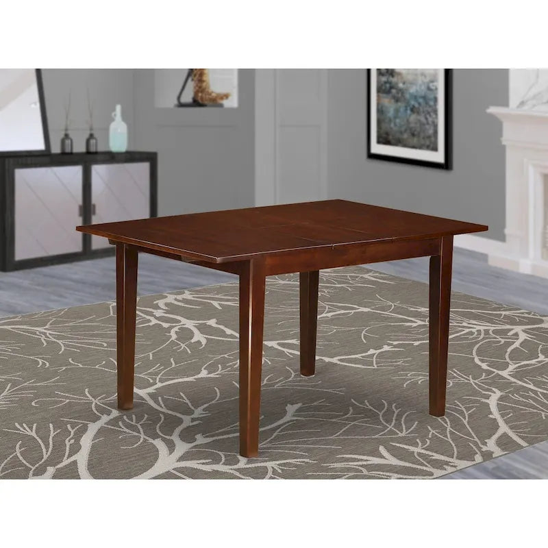 East West Furniture Norfolk Kitchen Dining Table - a Rectangle Wooden Table Top with Butterfly Leaf (Finish Color Options)