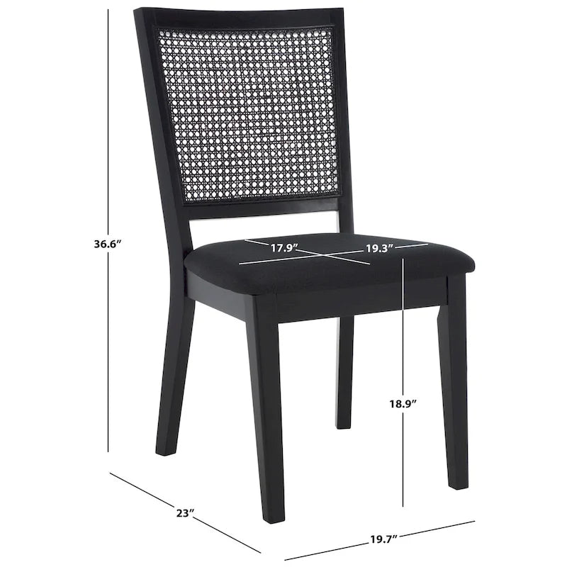 Esszimmerstuhl-Set aus 2 Stühlen, Rattanlehne im französischen Landhausstil mit Jet-Finish, 20"W × 23"D × 37"H