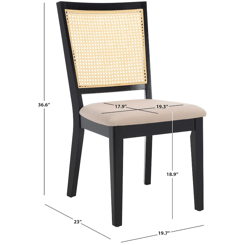 Esszimmerstuhl-Set aus 2 Stühlen, Rattanlehne im französischen Landhausstil mit Jet-Finish, 20"W × 23"D × 37"H