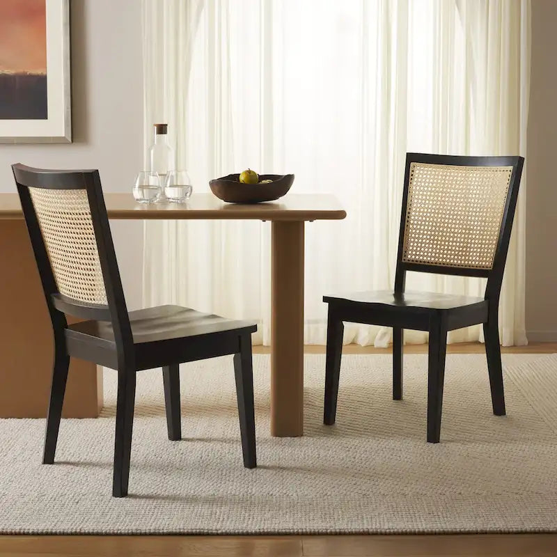 Esszimmerstuhl-Set aus 2 Stühlen, Rattanlehne im französischen Landhausstil mit Jet-Finish, 20"W × 23"D × 37"H