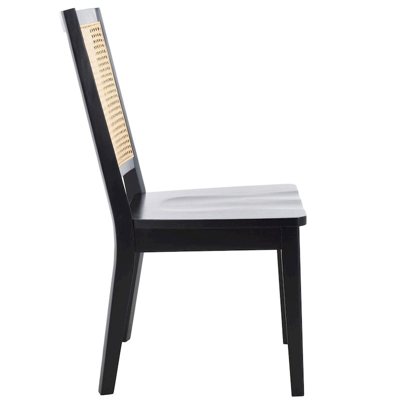 Set di 2 sedie da pranzo, schienale in rattan in stile country francese con finitura Jet, 20"W × 23"D × 37"H